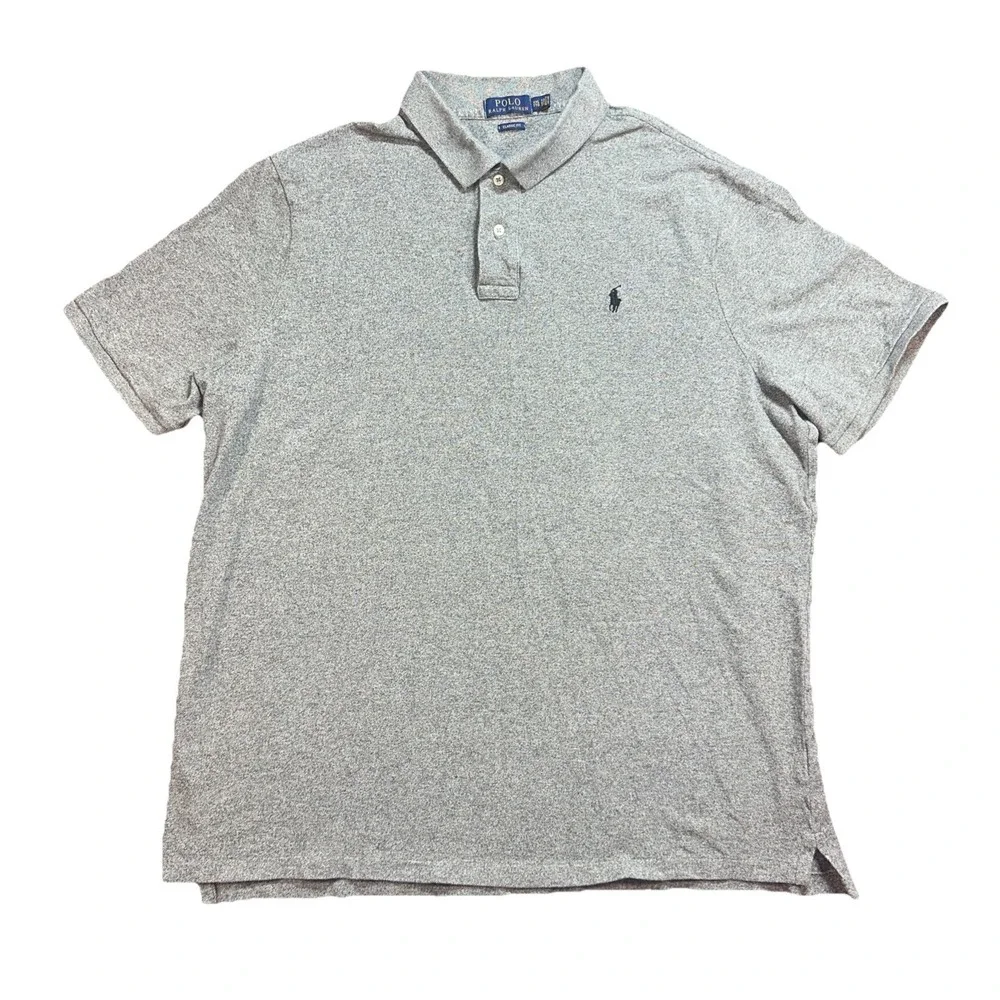 Polo Ralph Lauren Polo Shirt Gray/Blue Custom Fit Short Sleeve XXL/TTG Lot Of 2